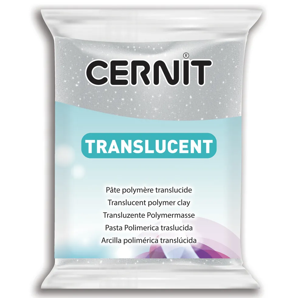 Masa termoutwardzalna Translucent - Cernit - 080, Glitter Silver, 56 g