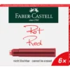 Naboje atramentowe - Faber-Castell - czerwone, krótkie, 6 szt.