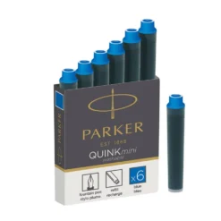 Naboje atramentowe Quink mini do piór wiecznych - Parker - niebieskie, 6 szt.