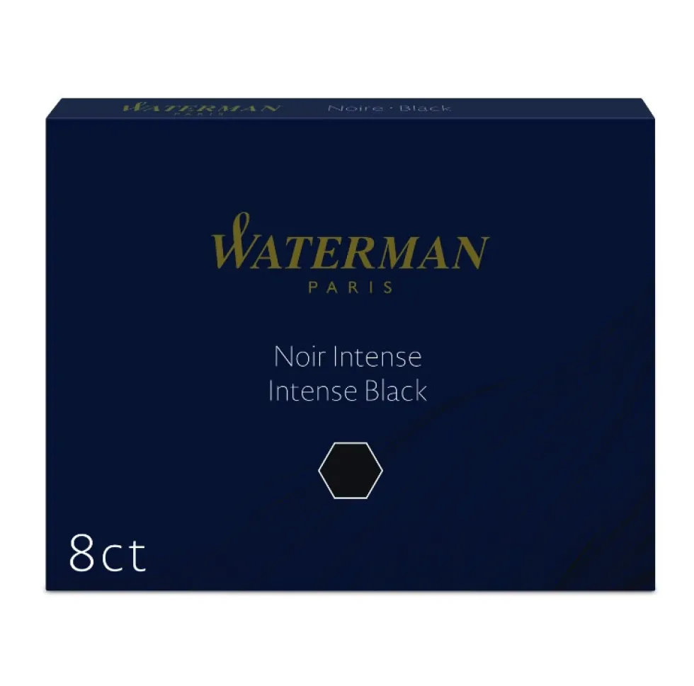 Naboje atramentowe - Waterman - Long, Intense Black, 8 szt.