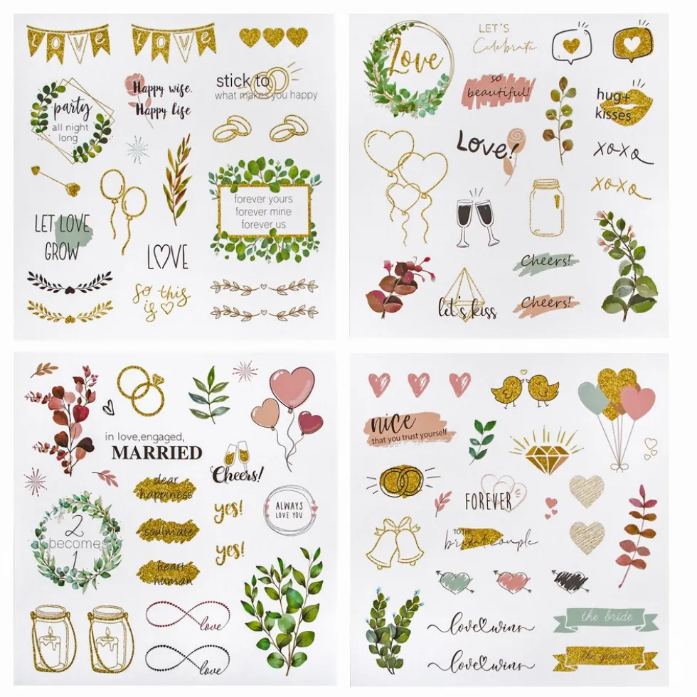 Naklejki akwarelowe papierowe Love & Marriage - DpCraft - 4 ark.