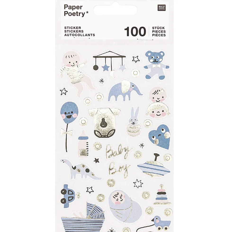 Naklejki Baby Boy - Paper Poetry - niebieskie, 100 szt.