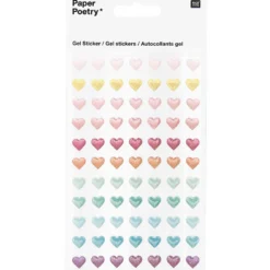 Naklejki żelowe Serca - Paper Poetry - pastelowe, 77 szt.