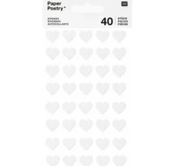 Naklejki filcowe Serca - Paper Poetry - małe, białe, 40 szt.