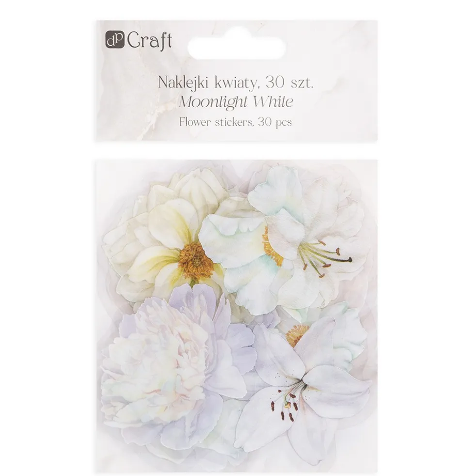 Naklejki foliowe Kwiaty - DpCraft - Moonlight White 30 szt.