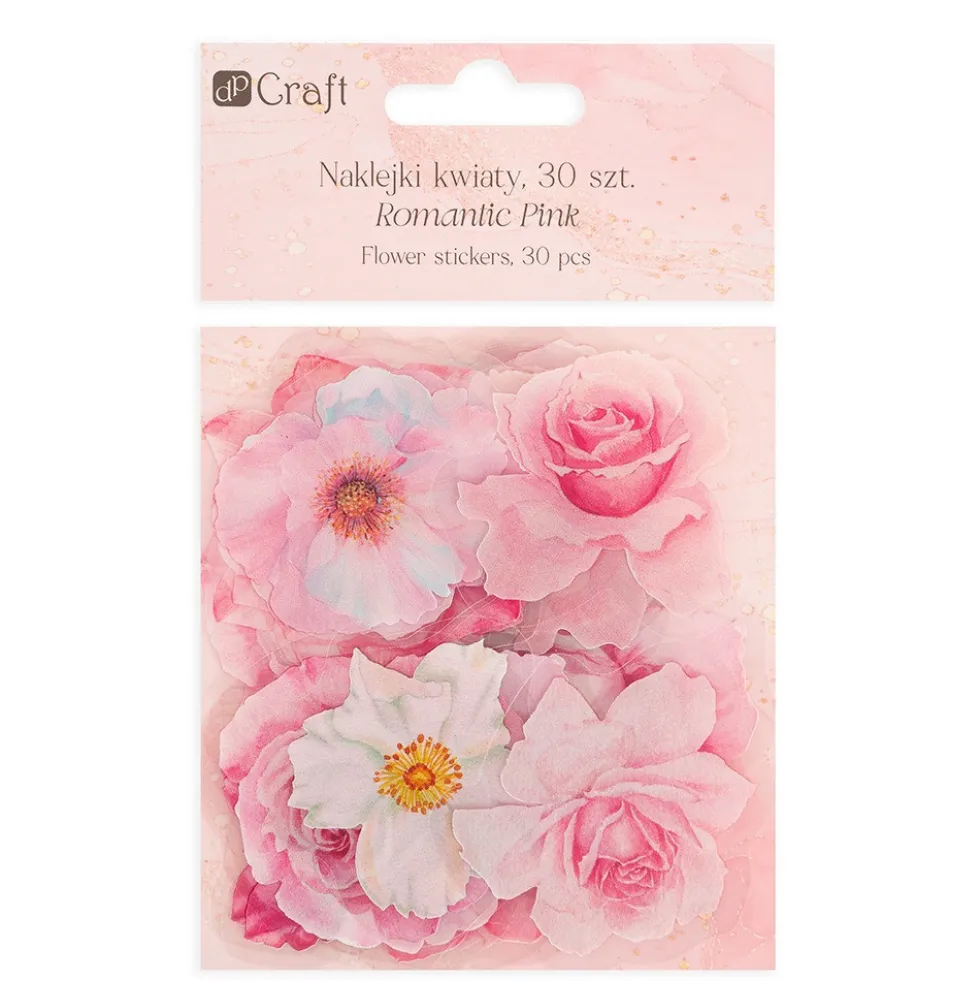 Naklejki foliowe Kwiaty - DpCraft - Romantic Pink 30 szt.