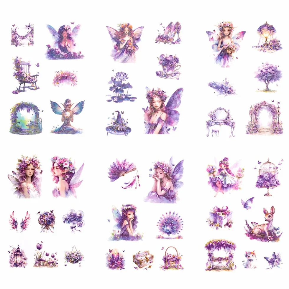Naklejki foliowe połyskujące Wróżki - DpCraft - Amethyst 6 ark.
