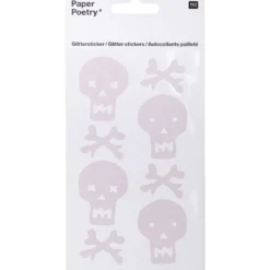 Naklejki halloweenowe z brokatem - Paper Poetry - Czaszki, 8 szt.
