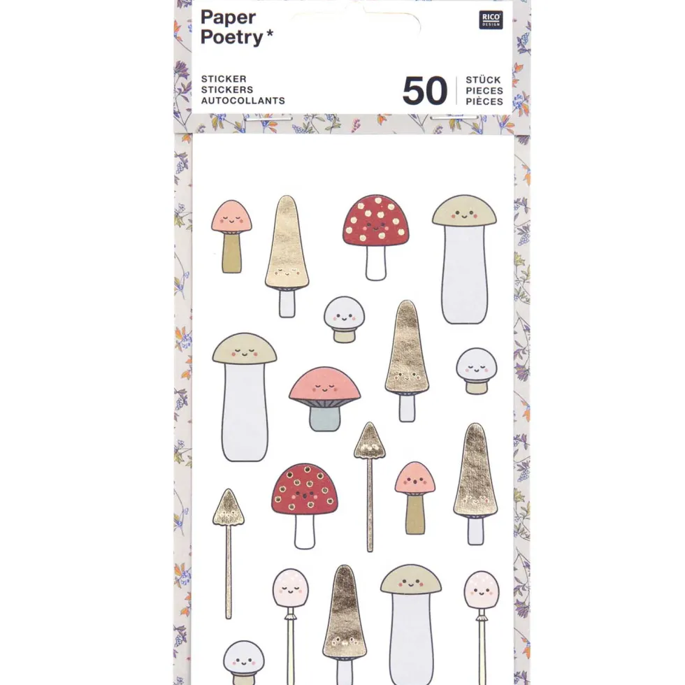 Naklejki - Paper Poetry - Grzyby, 50 szt.