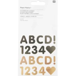 Naklejki papierowe, Alfabet - Paper Poetry - Black & Gold, 16 arkuszy