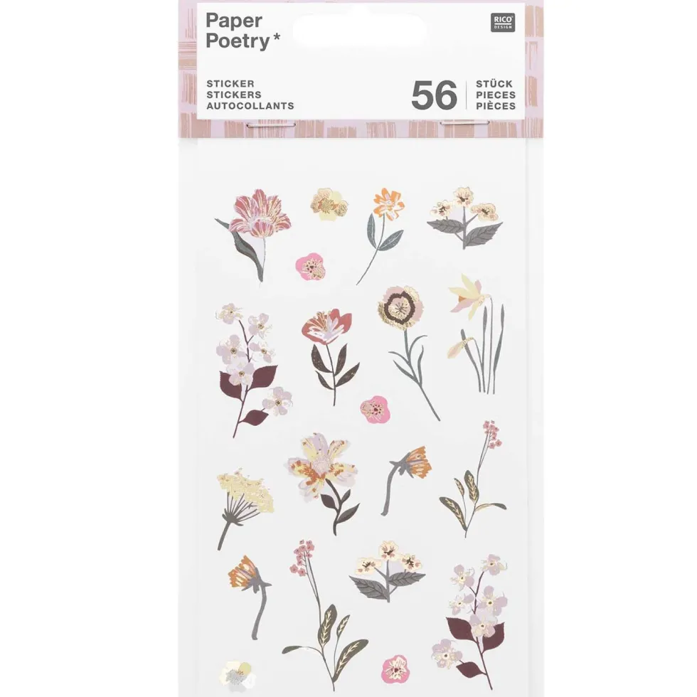 Naklejki papierowe Nature - Paper Poetry - Mauve 56 szt.