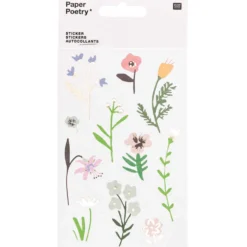 Naklejki papierowe - Paper Poetry - wiosenne kwiaty, 58 szt.