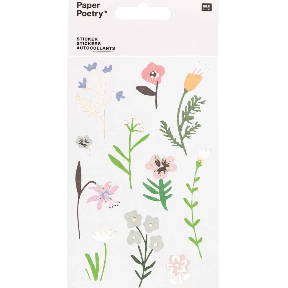 Naklejki papierowe - Paper Poetry - wiosenne kwiaty, 58 szt.