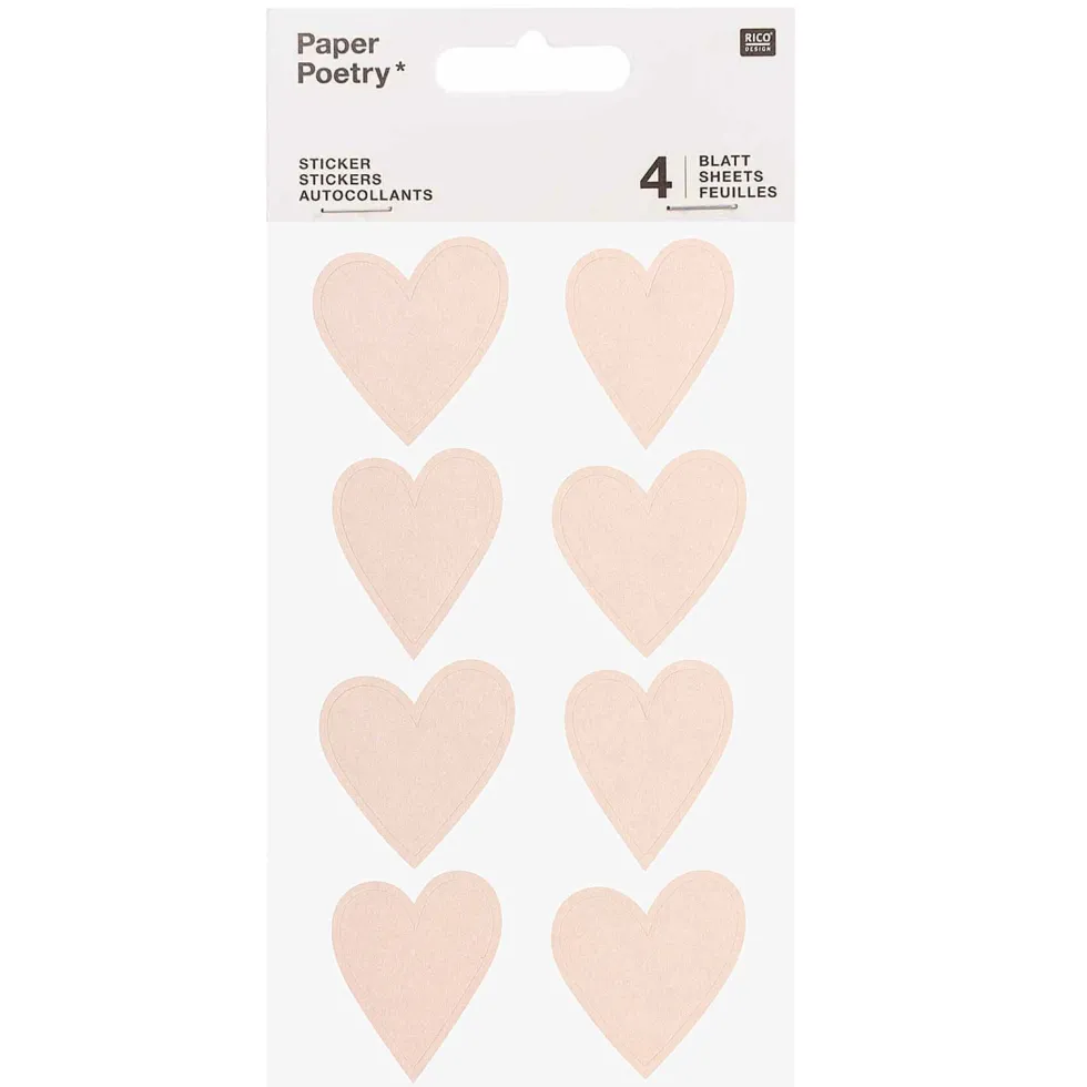 Naklejki serca - Paper Poetry - beżowe, 32 szt.