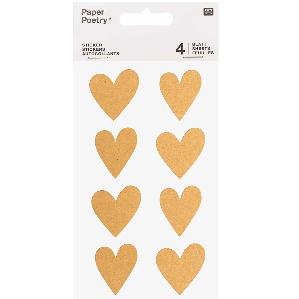 Naklejki serca - Paper Poetry - kraft, 32 szt.