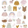 Naklejki z brokatem, Baby Girl - DpCraft - 25 szt.