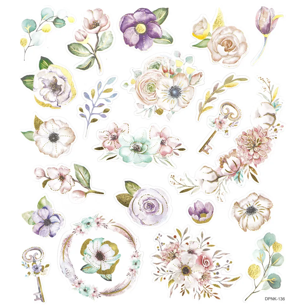 Naklejki ze złoceniami - DpCraft - Boho Florals, 22 szt.