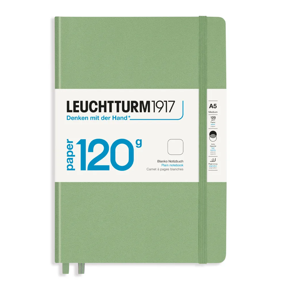 Notatnik A5 - Leuchtturm1917 - gładki, Sage, twarda okładka, 120 g