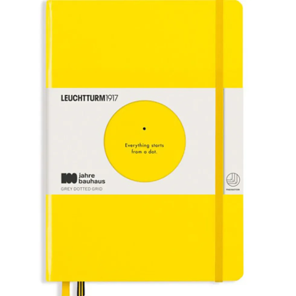 Notatnik Bauhaus - Leuchtturm1917 - Lemon, w kropki, twarda okładka, A5