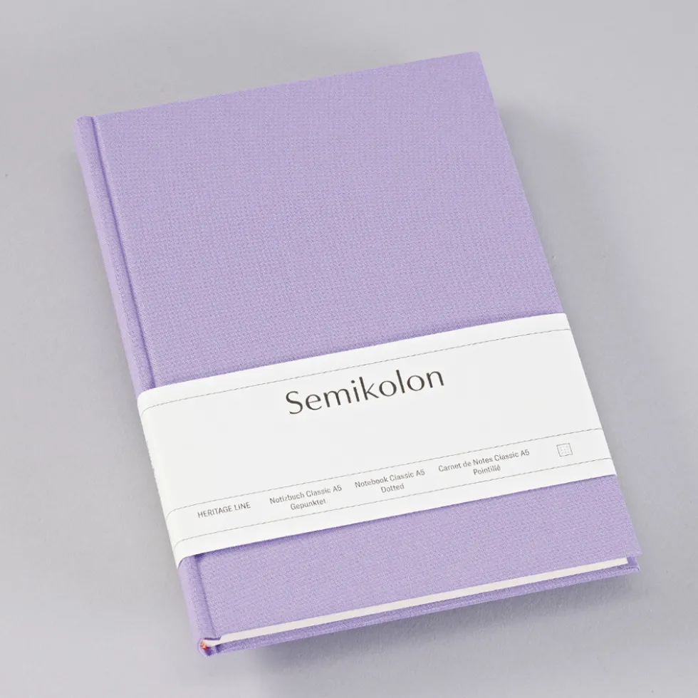 Notatnik Classic A5 - Semikolon - Lilac Silk, w kropki, 176 stron