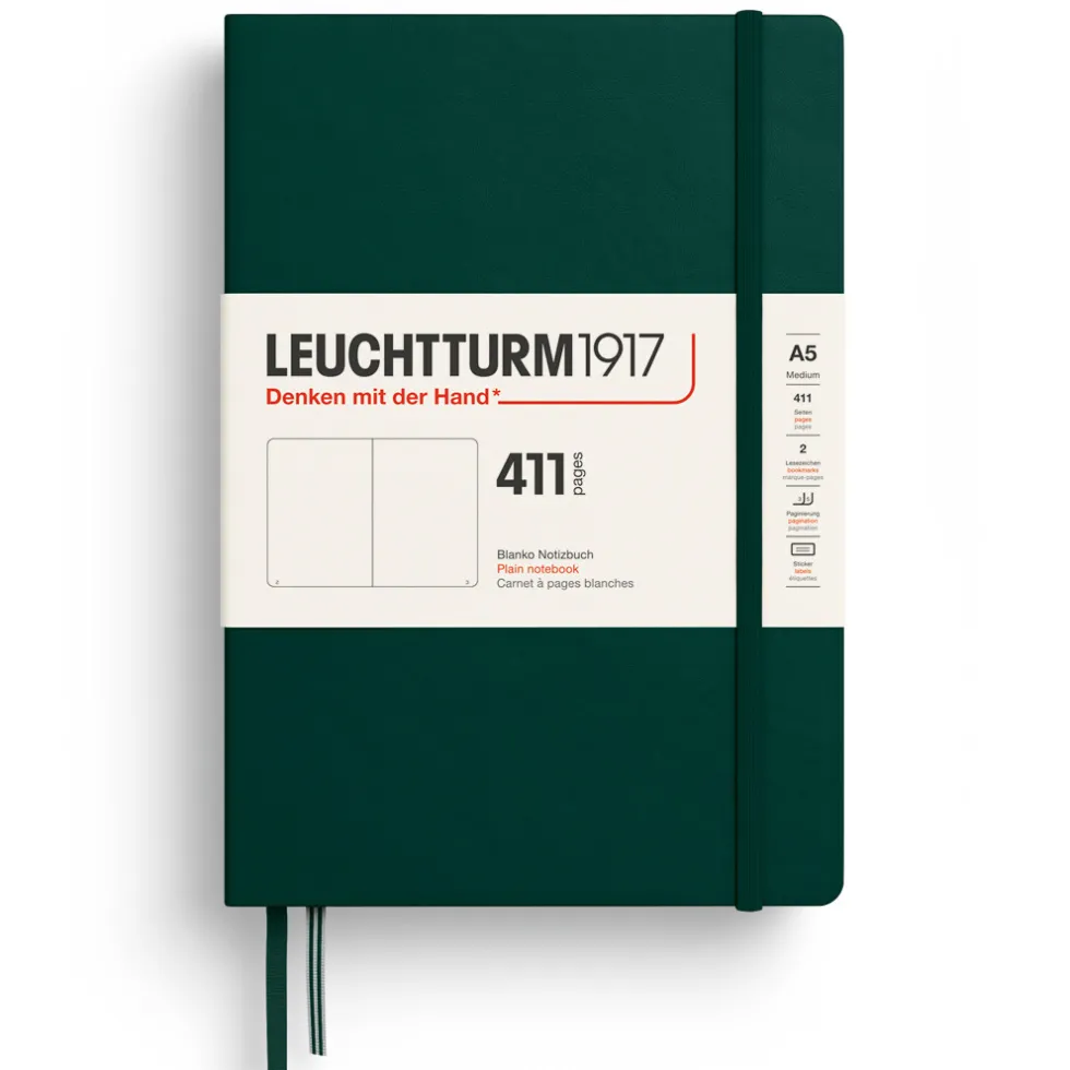 Notatnik 411 gładki A5 - Leuchtturm1917 - Forest Green, twarda okładka