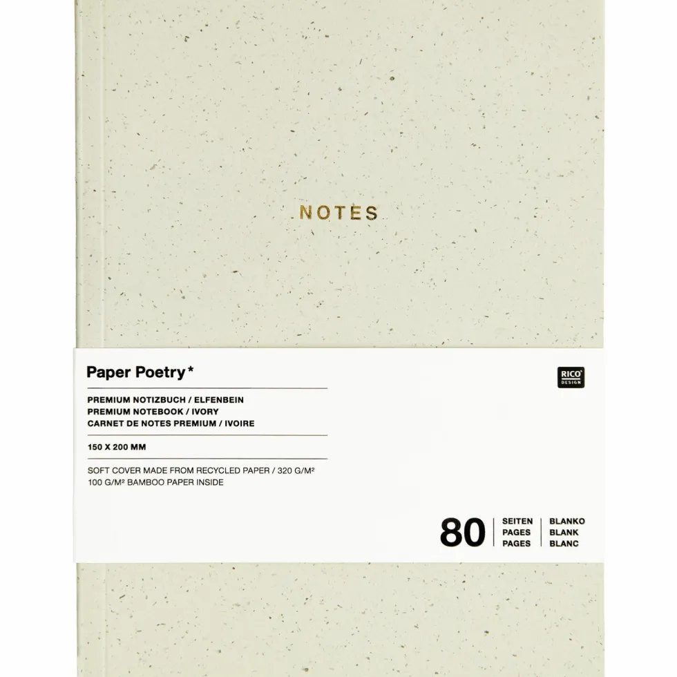 Notatnik gładki 15 x 20 cm - Paper Poetry - Ivory miękka okładka 100 g
