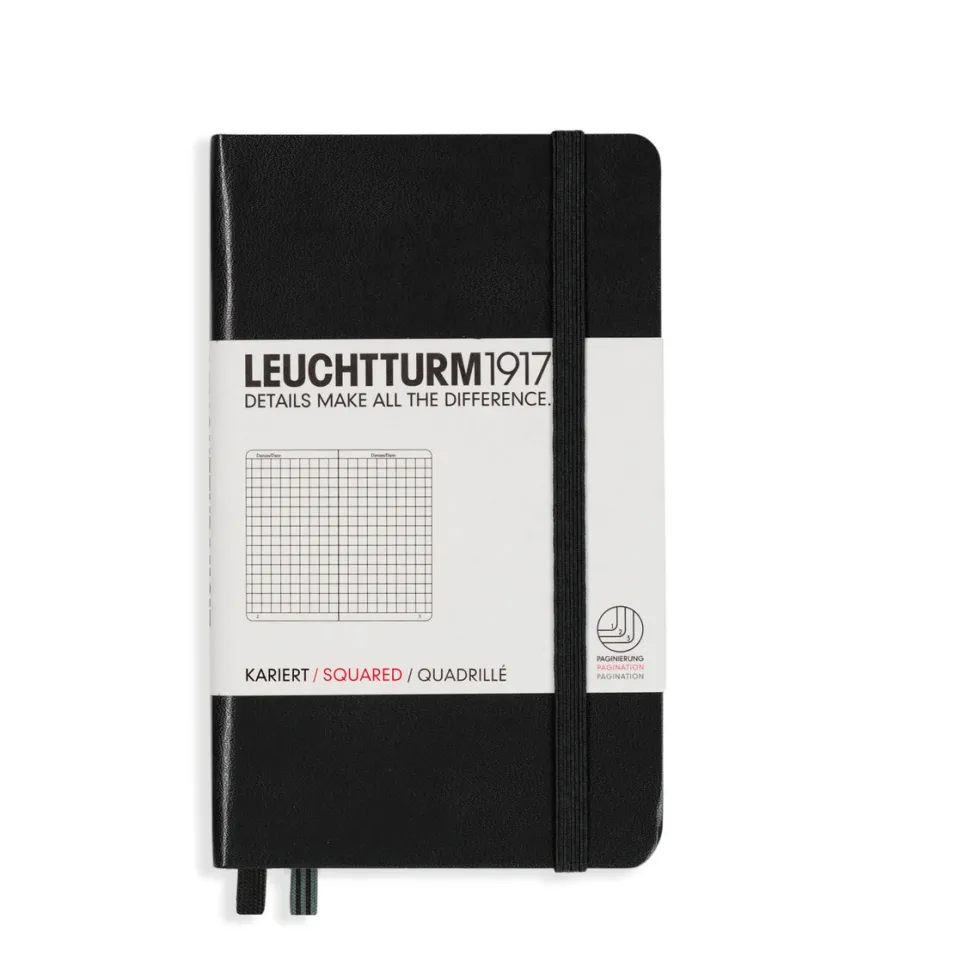 Notatnik - Leuchtturm1917 - w kratkę, czarny, twarda okładka, A6