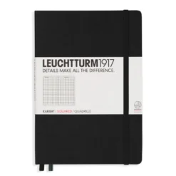 Notatnik - Leuchtturm1917 - w kratkę, czarny, twarda okładka, A5