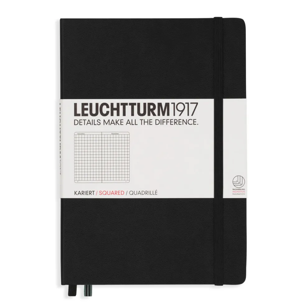Notatnik - Leuchtturm1917 - w kratkę, czarny, twarda okładka, A5