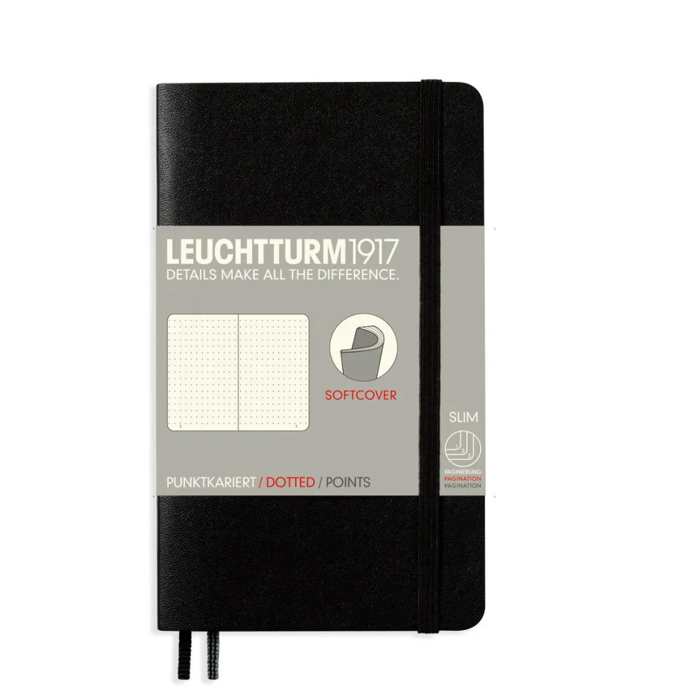 Notatnik - Leuchtturm1917 - w kropki, czarny, miękka okładka, A6