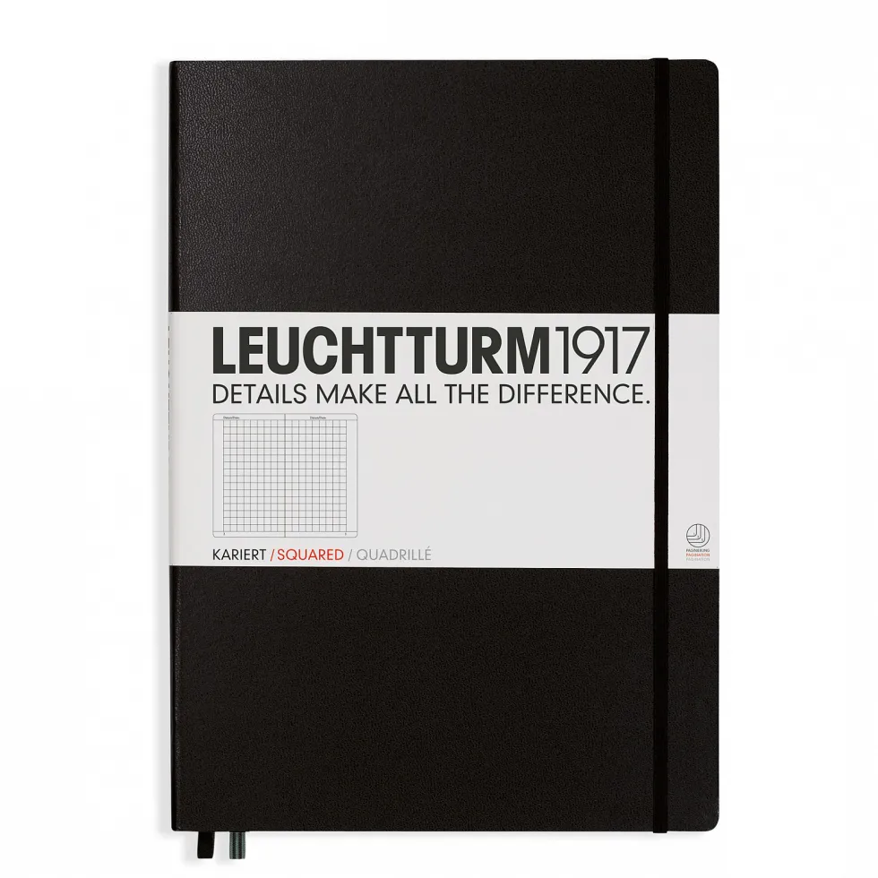 Notatnik Master Classic - Leuchtturm1917 - w kratkę, czarny, A4+