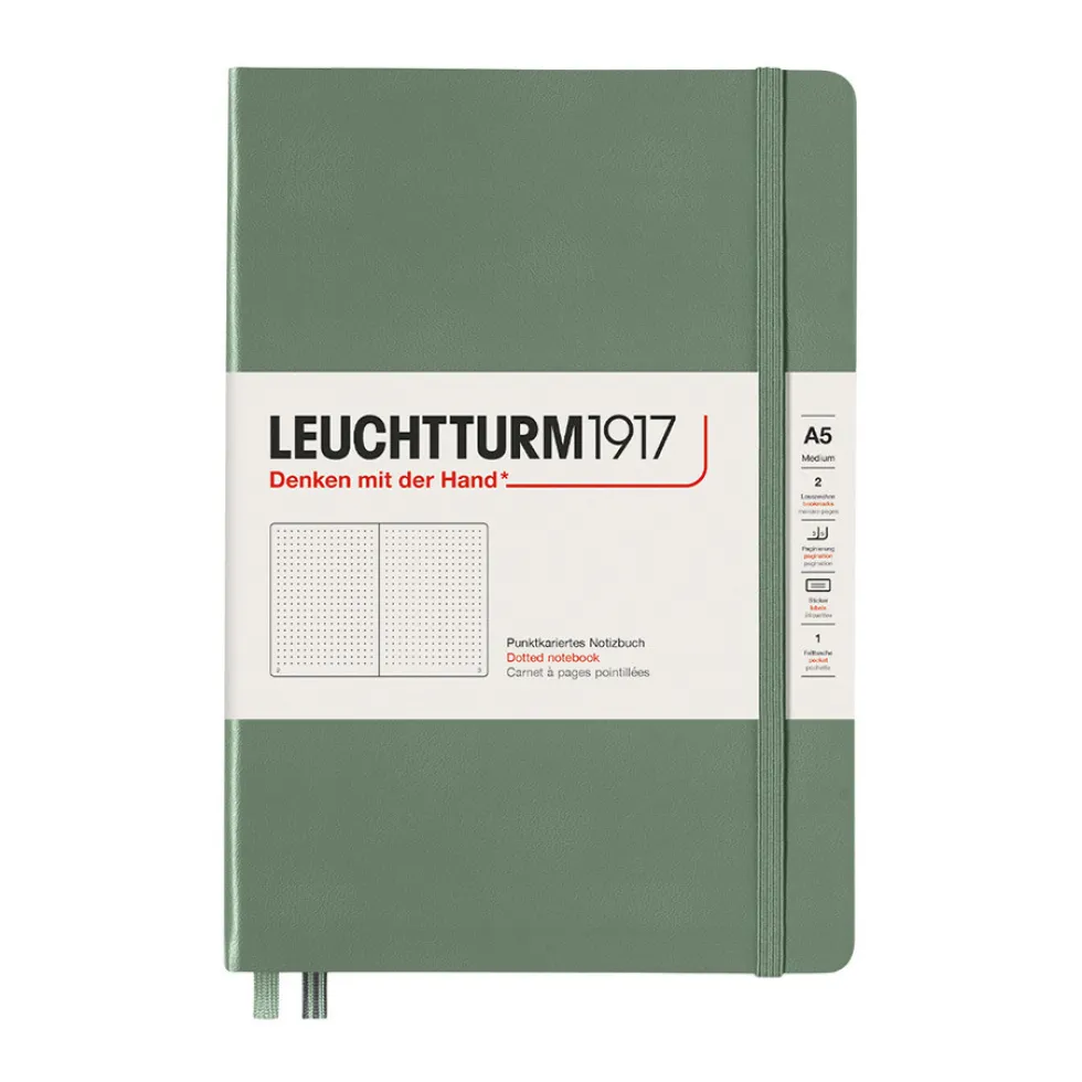 Notatnik Smooth Colours A5 - Leuchtturm1917 - w kropki, twarda okładka, Olive, 80 g/m2