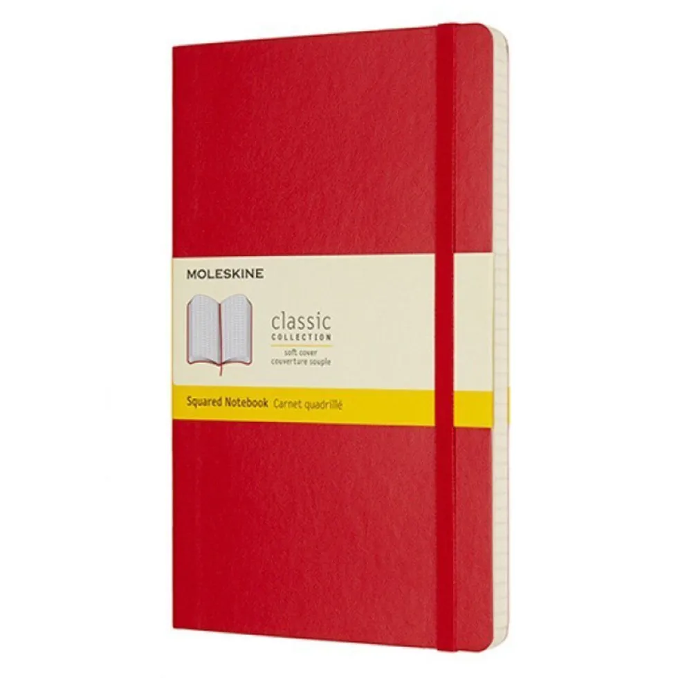 Notatnik w kratkę Classic 13 x 21 cm - Moleskine - czerwony miękka okładka