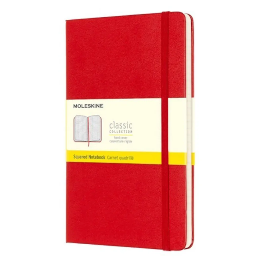 Notatnik w kratkę Classic 13 x 21 cm - Moleskine - czerwony twarda okładka