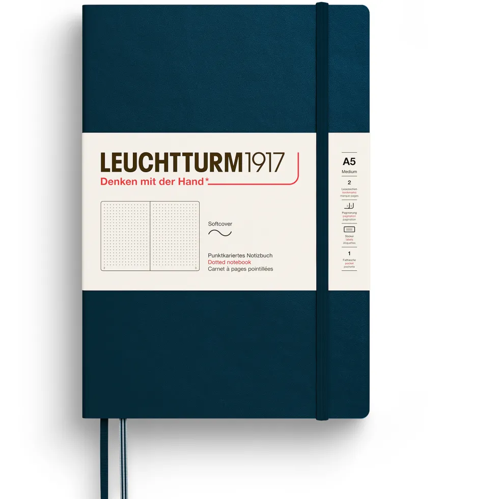 Notatnik w kropki A5 - Leuchtturm1917 - Deep Sea, miękka okładka