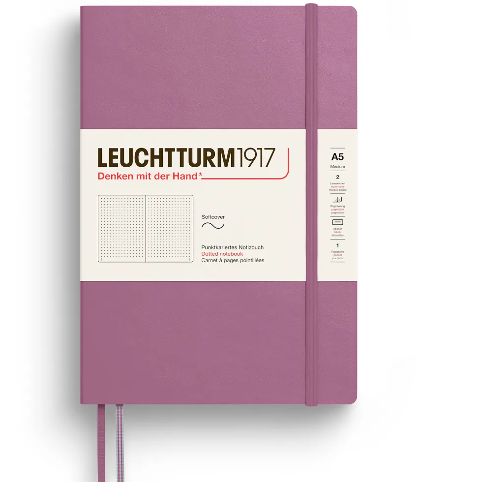 Notatnik w kropki A5 - Leuchtturm1917 - Dusty Rose, miękka okładka