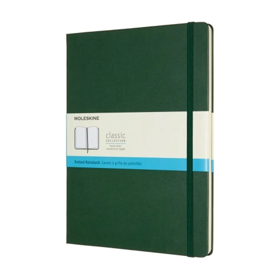 Notatnik w kropki XL - Moleskine - ciemnozielony twarda okładka