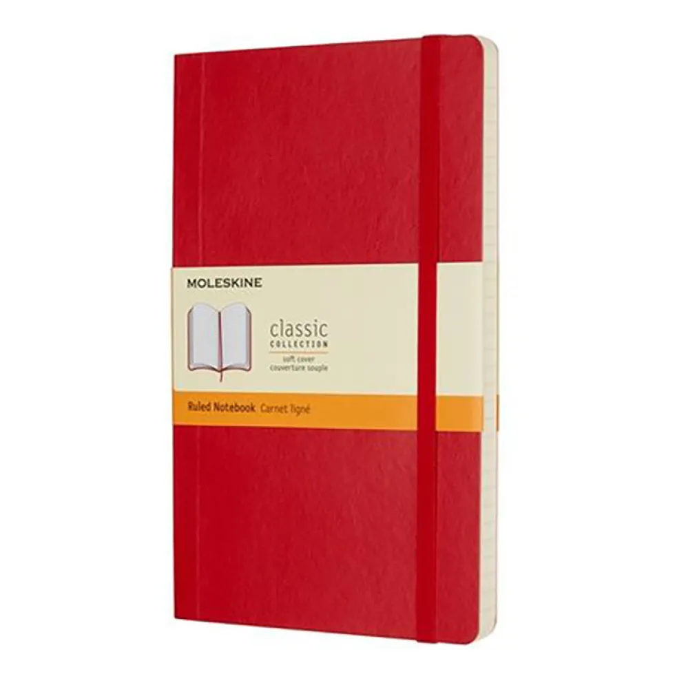 Notatnik w linię Classic 13 x 21 cm - Moleskine - czerwony miękka okładka