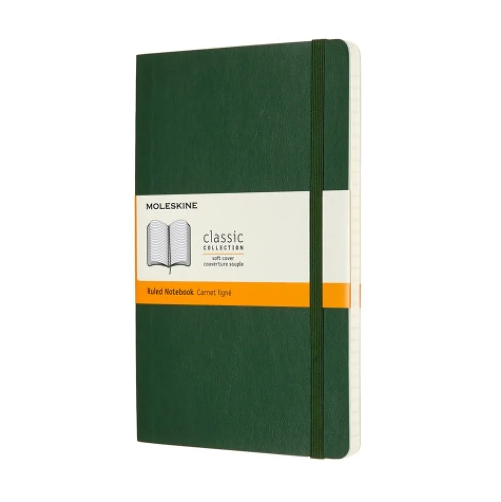 Notatnik w linie A5 - Moleskine - ciemnozielony miękka okładka