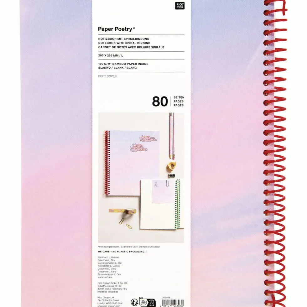 Notes gładki na spirali Sky 20 x 25,5 cm - Paper Poetry - 80 ark.