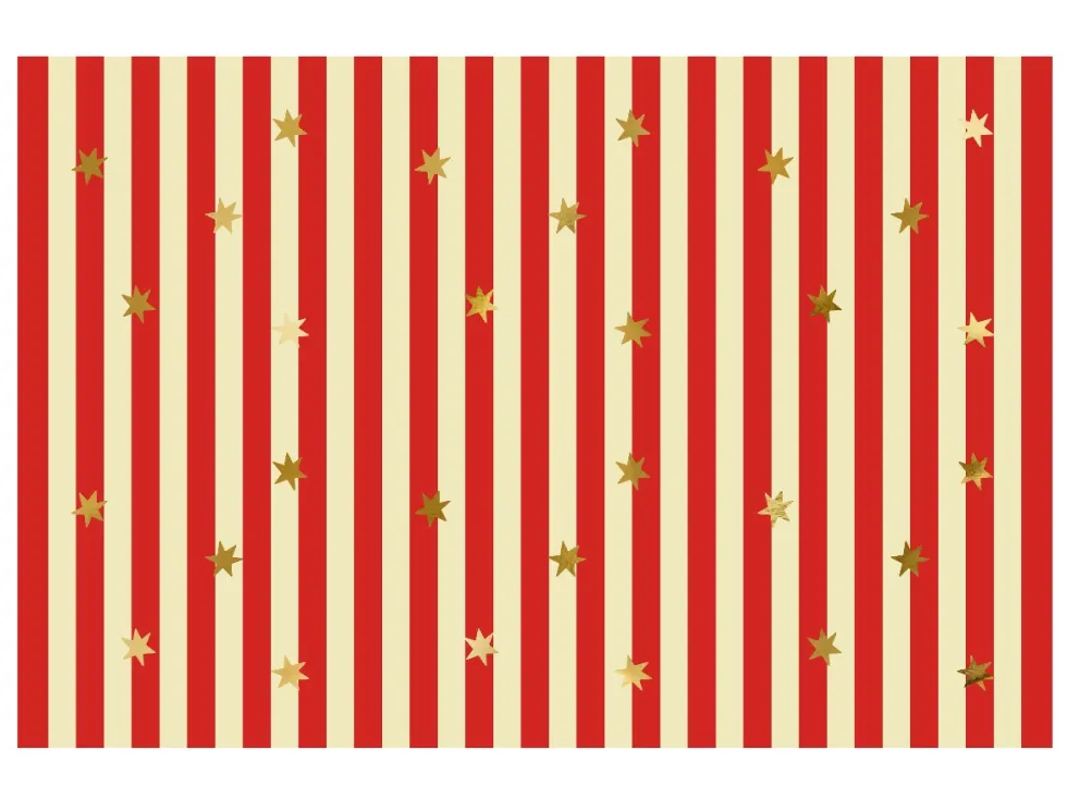 Obrus papierowy Duże pasy z gwiazdkami - czerwony, 180 x 120 cm