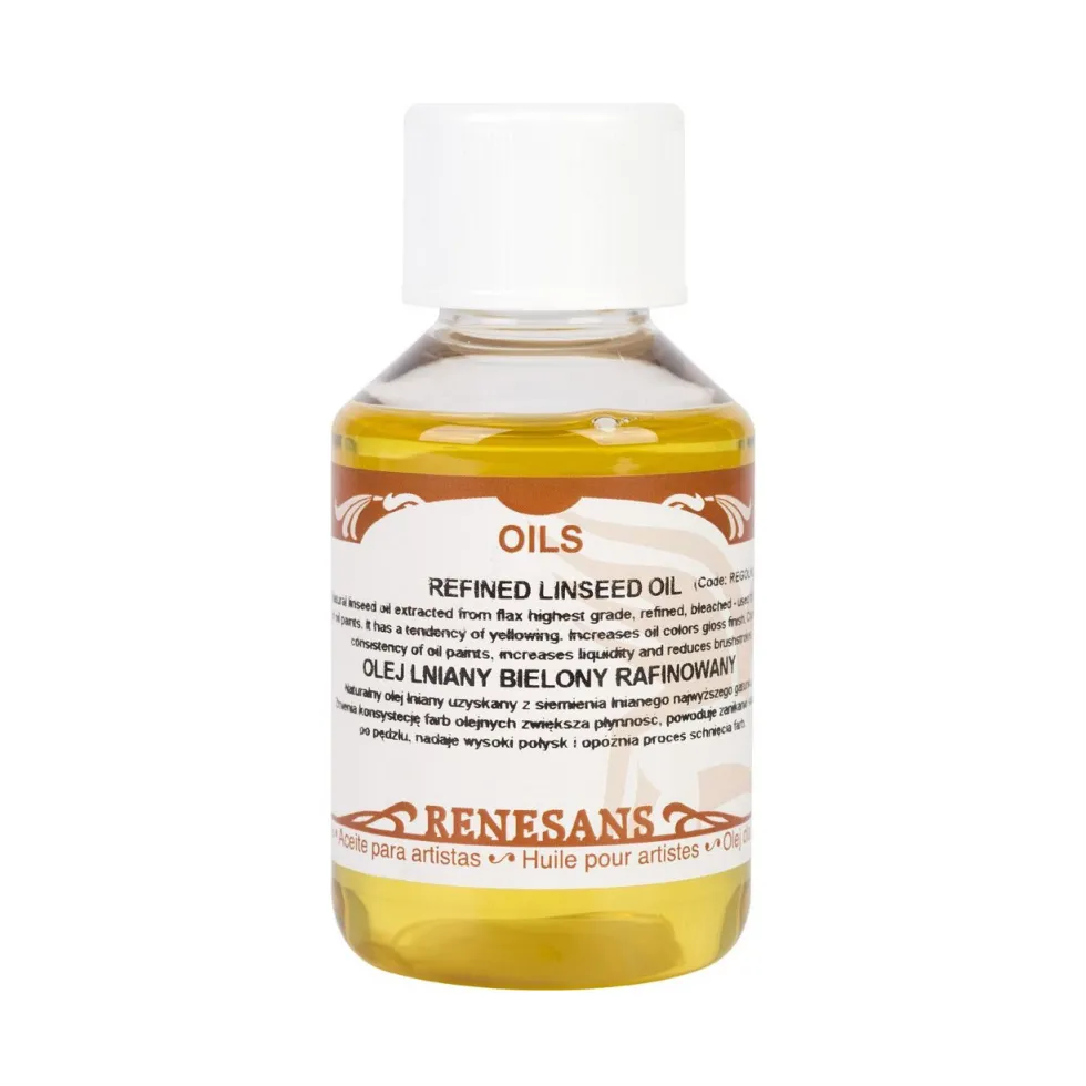 Olej lniany bielony, rafinowany - Renesans - połysk, 100 ml