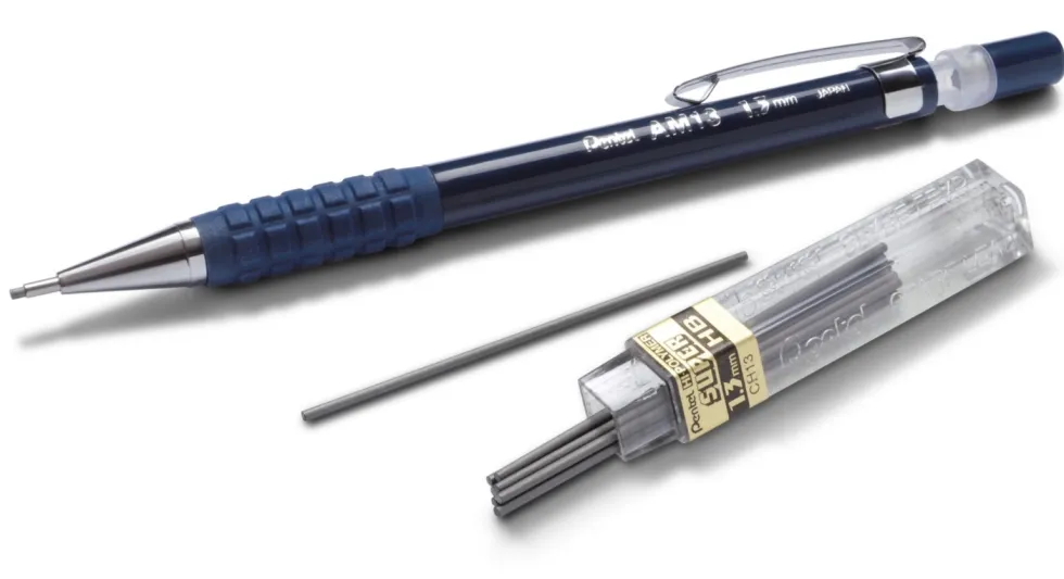 Ołówek automatyczny AM13 z grafitami - Pentel - czarny, 1,3 mm, HB