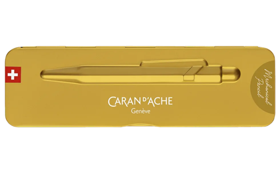Ołówek mechaniczny 844 Premium z etui - Caran d'Ache - Goldbar, 0,7 mm