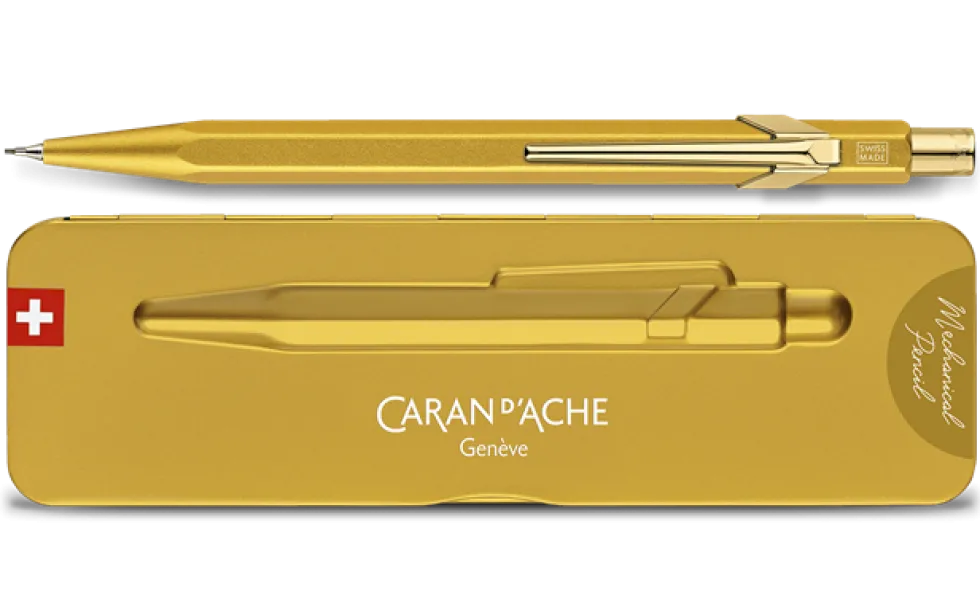 Ołówek mechaniczny 844 Premium z etui - Caran d'Ache - Goldbar, 0,7 mm