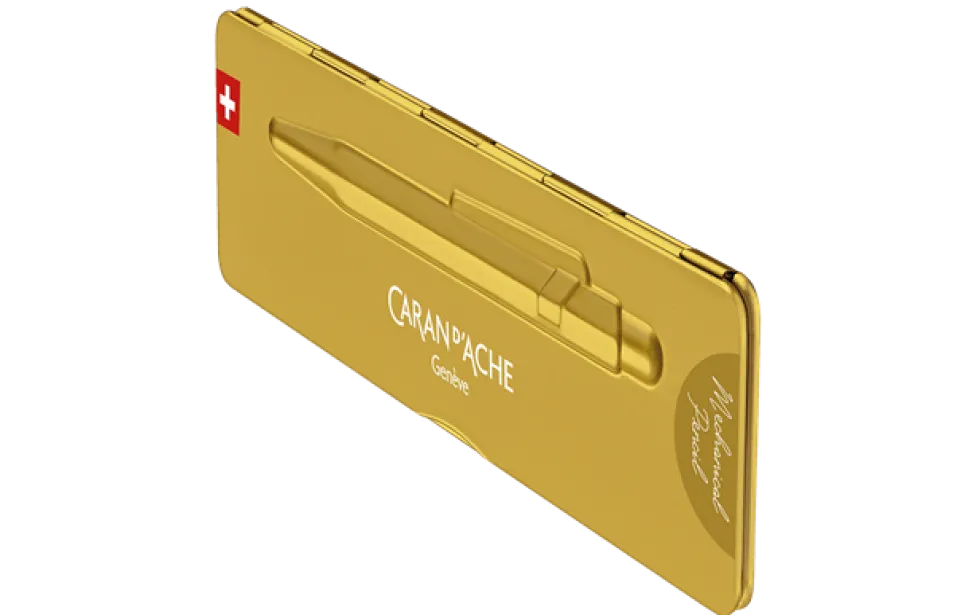 Ołówek mechaniczny 844 Premium z etui - Caran d'Ache - Goldbar, 0,7 mm