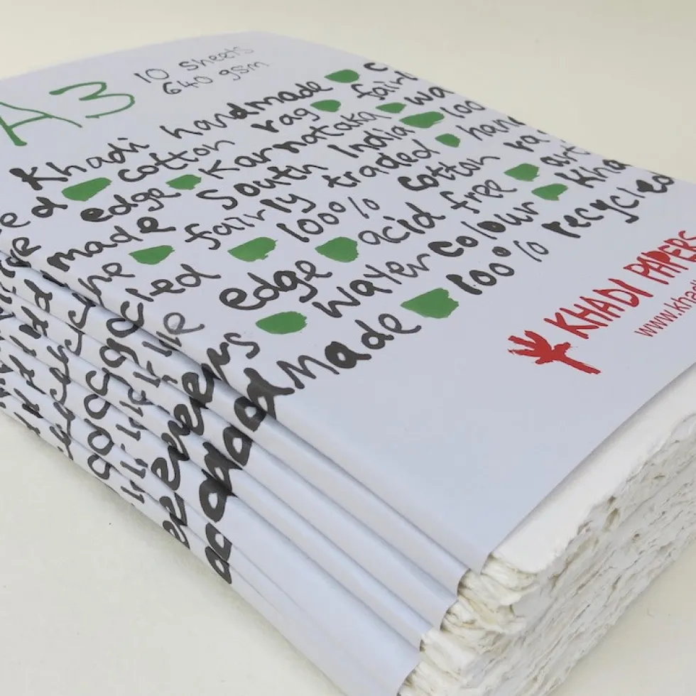 Papier czerpany 100% bawełny 640 g - Khadi Papers - White A3 10 ark.