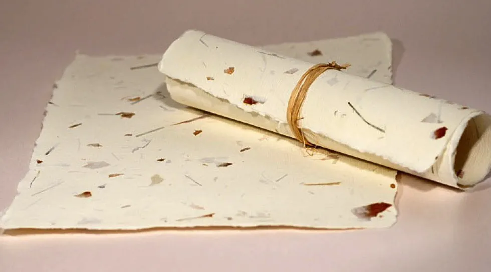 Papier czerpany - Kalander - cebula i trawa, gładki, A5