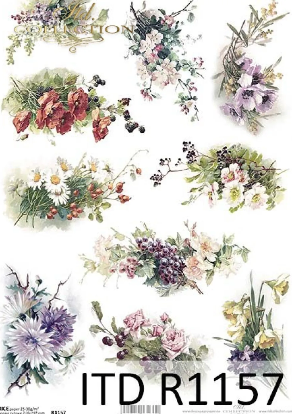 Papier do decoupage A4 - ITD Collection - ryżowy, R1157