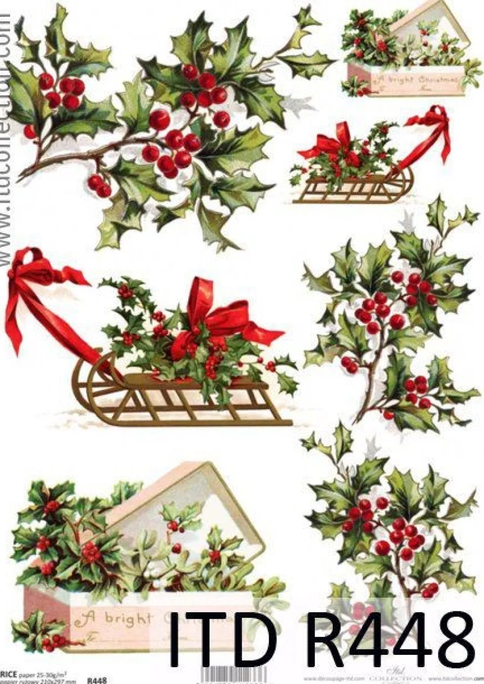 Papier do decoupage A4 - ITD Collection - ryżowy, R448